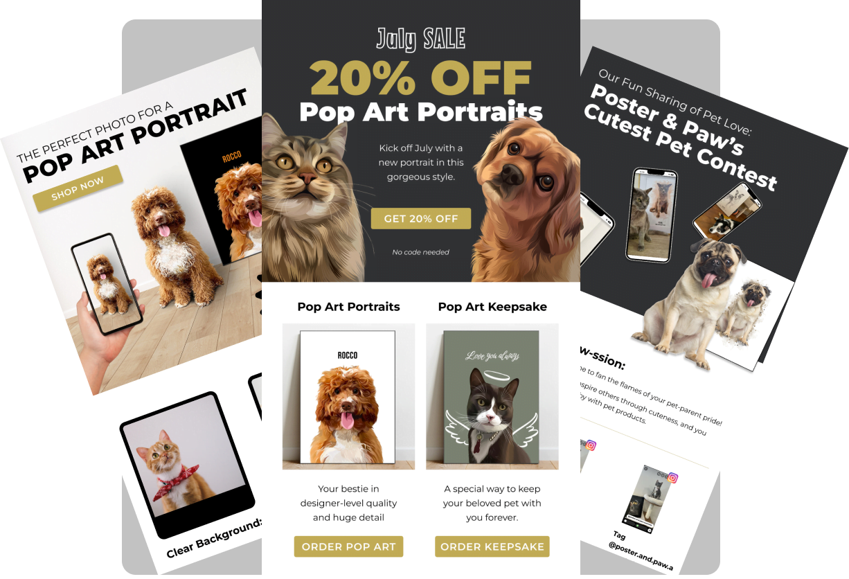 Poster and Paw email examples