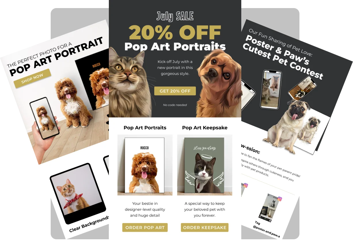 Poster and Paw email examples